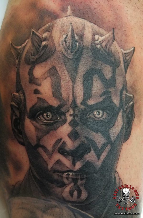 Tatuaje retrato realista de Darth Maul en Valencia por Xavi García Boix