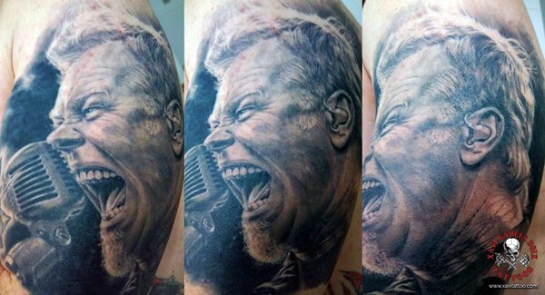 Tatuaje retrato realista de James Hetfield (II) en Valencia por Xavi García Boix