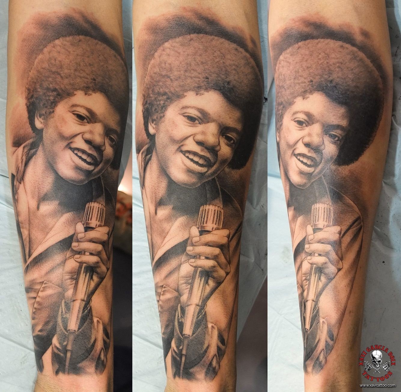 Tatuaje retrato realista de Michael Jackson (II) en Valencia por Xavi García Boix