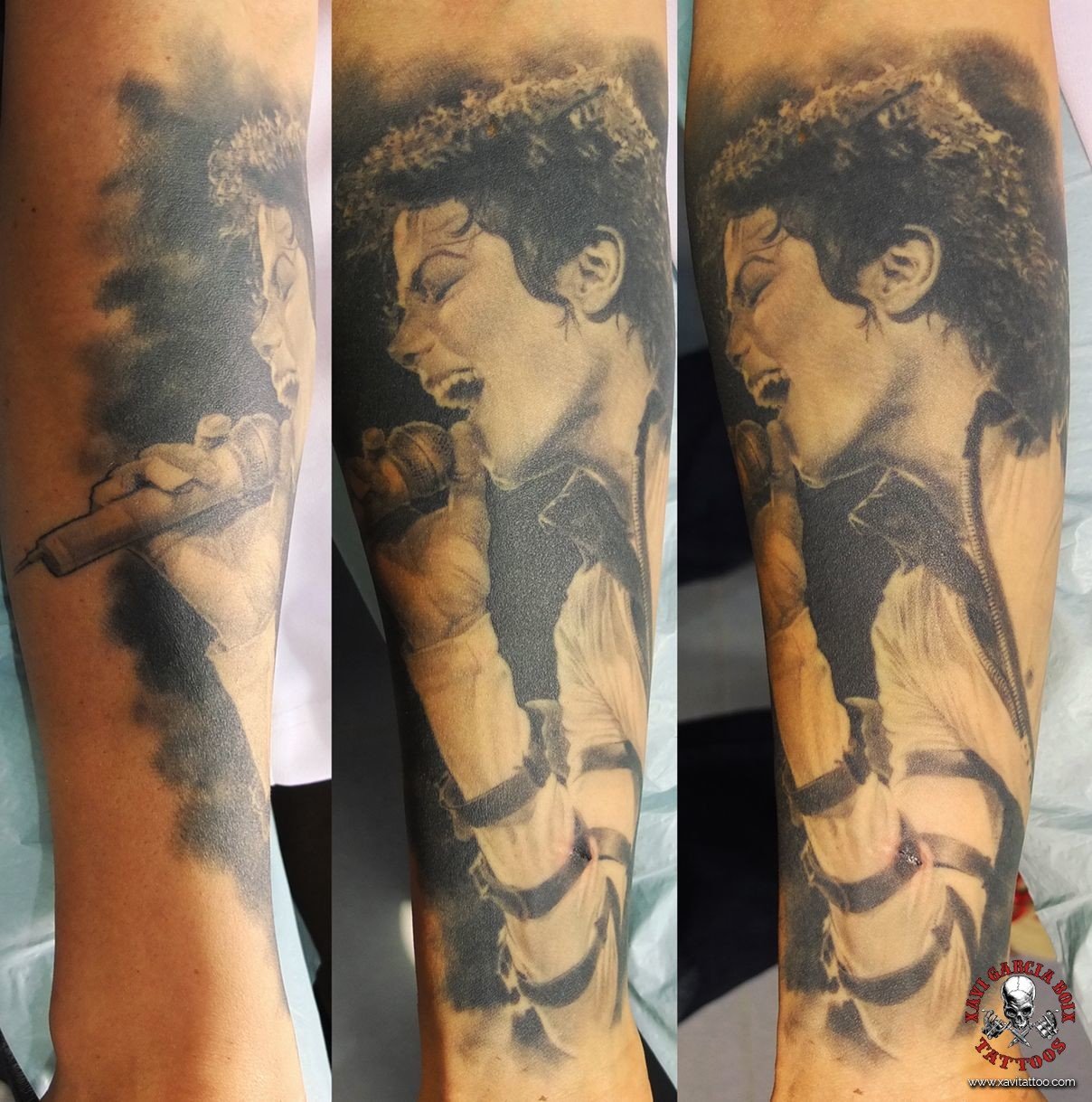 Tatuaje retrato realista de Michael Jackson (III) en Valencia por Xavi García Boix