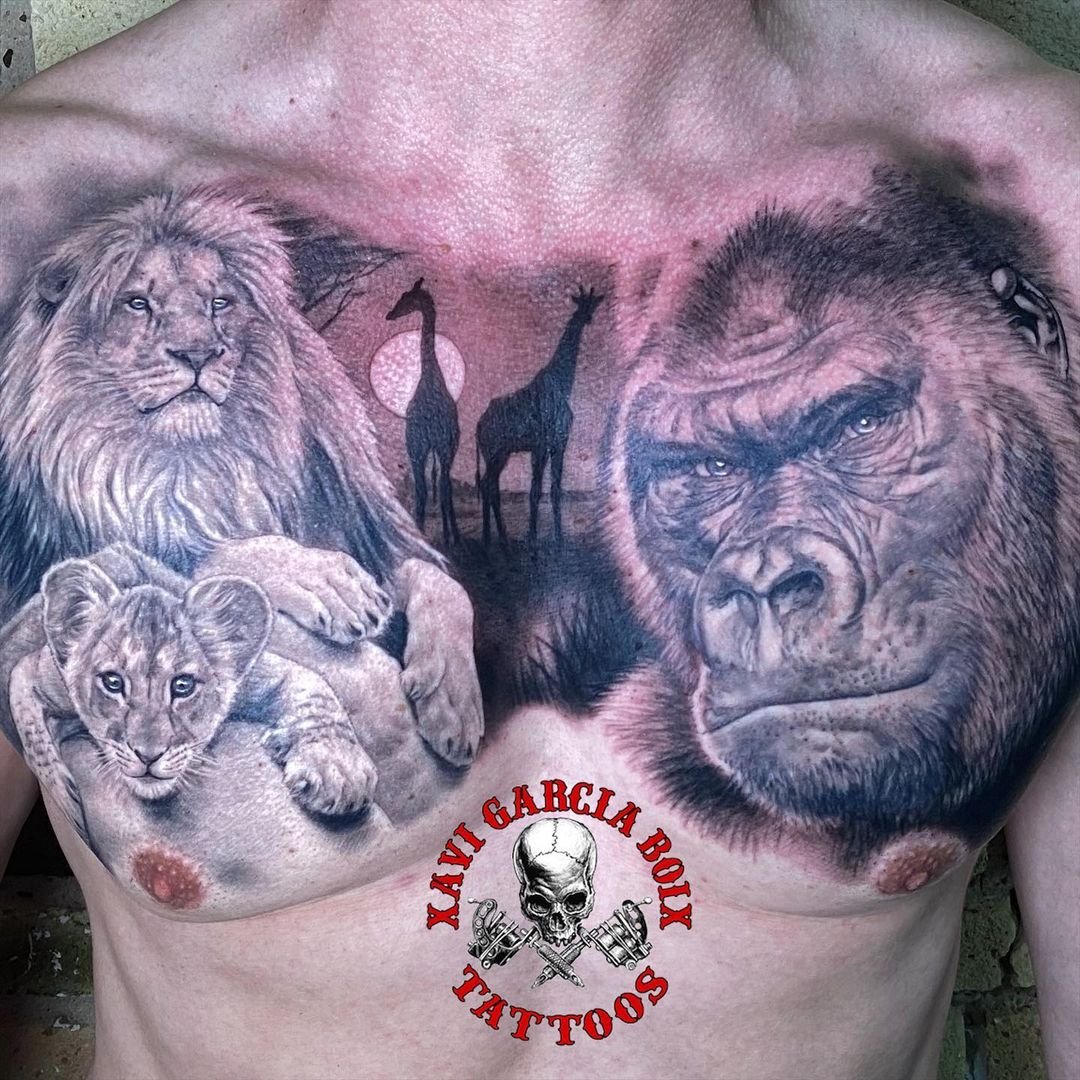 Tatuaje realista de Orangután en Valencia por Xavi García Boix