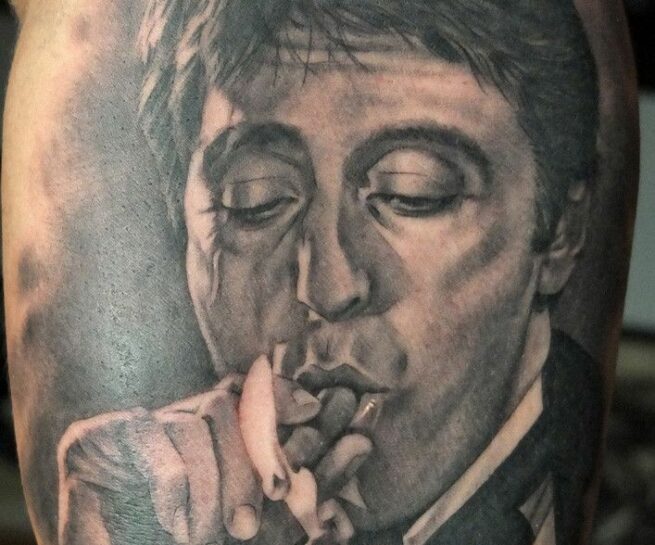 Tatuaje retrato de Tony Montana. Al Pacino