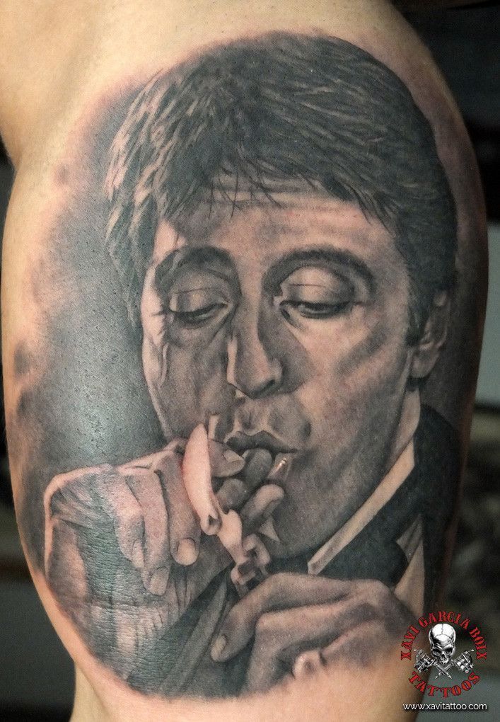 Tatuaje retrato de Tony Montana. Al Pacino