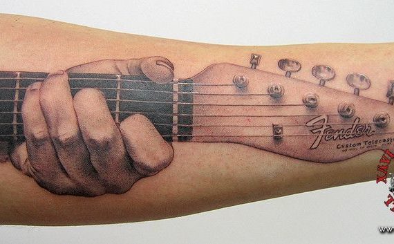 xavi garcia boix tattoo retrato realismo portrait realism tatuaje valencia diversos random fender telecaster guitarra guitar