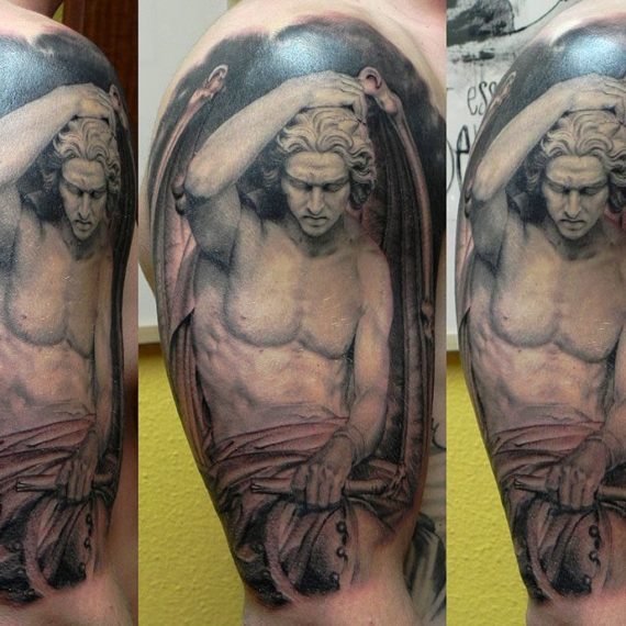 xavi garcia boix tattoo retrato realismo portrait realism tatuaje valencia diversos random lucifer sculpture escultura