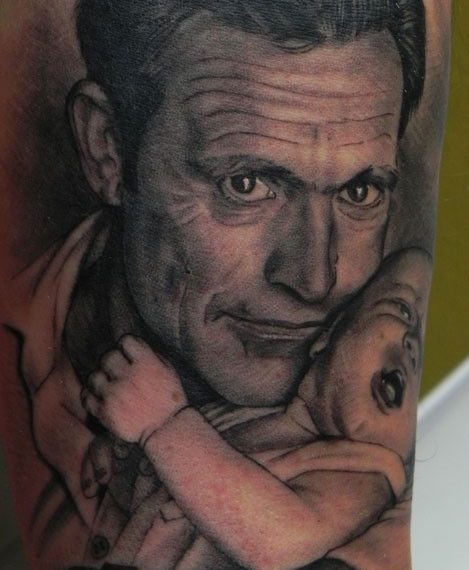 xavi garcia boix tattoo retrato realismo portrait realism tatuaje valencia familia family tatuajes padre rafa