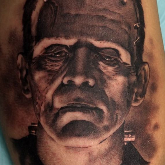 xavi garcia boix tattoo retrato realismo portrait realism tatuaje valencia tatuajes personajes famosos famous characters karloff frankestein 01