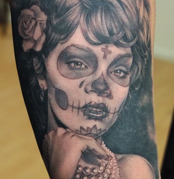 xavi garcia boix tattoo retrato realismo portrait realism tatuaje valencia varios random girls chicas sugar skull calavera mexicana catrina